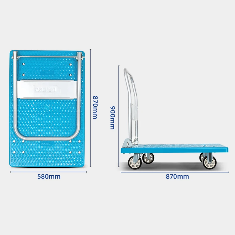 Deli 60cm x 90cm (300kg Capacity) Heavy-Duty Foldable Platform Flatbed Cart | Industrial Reinforced Deck with Smooth Heavy-Duty Casters & Folding Steel Handle | DL6112