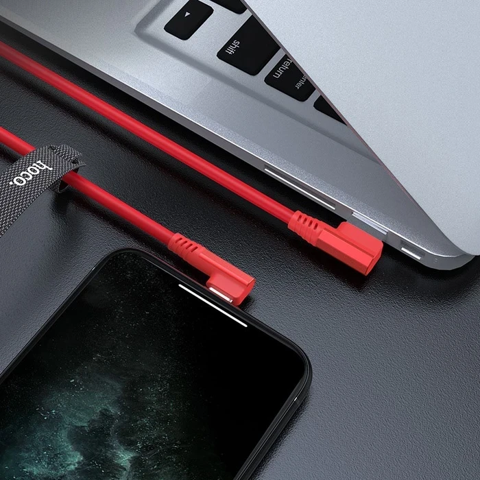 Hoco Puissant Silicone Charging Cable | Ergonomic 90-Degree Elbow Logic | 2.4A Fast-Charging Matrix | U83