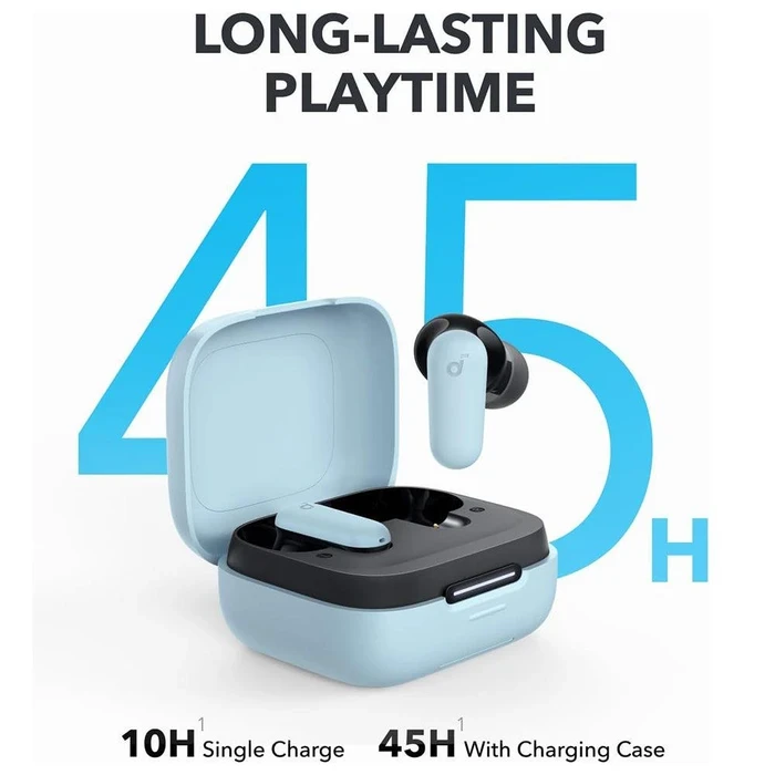 Anker Soundcore P30i True Wireless ANC Earbuds | 42dB Adaptive Noise Cancelling, 45H Playtime & 2-in-1 Phone Stand Case | US White / US Blue