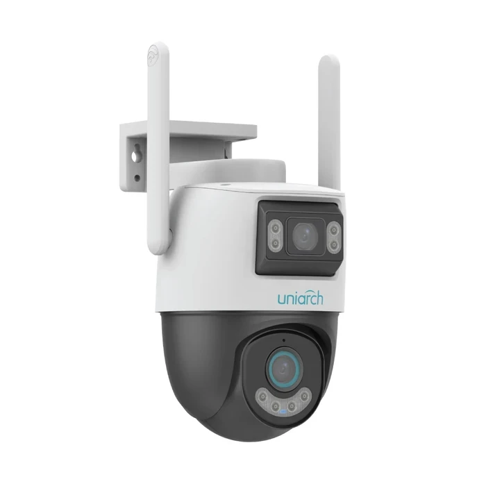 Uniarch Dual-Lens 3MP + 3MP Outdoor 360° Pan & Tilt Wi-Fi Security Camera with Overview & PT Tracking, 30m Color Night Vision, IP66 & 512GB Support | Model No. UHO-P2S-M33F34