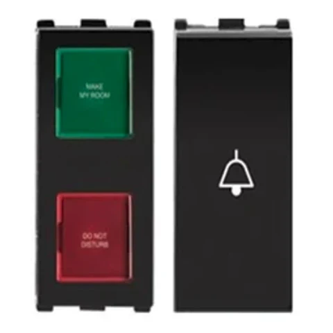 Panasonic Europa 240V 2-Module External DND & MMR Indicator Unit with Integrated Bell Push Switch | Hospitality Hallway Panel in Premium Black | WIPM500213GB