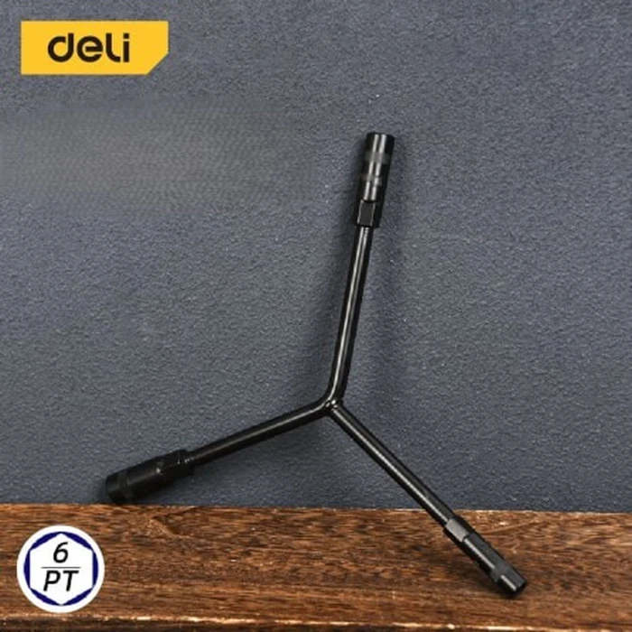Deli 3-Way Y-Type Professional Socket Wrench | Heavy-Duty 8mm, 10mm & 12mm High-Carbon Steel Metric Driver with Black Anti-Rust Coating | EDL81012B