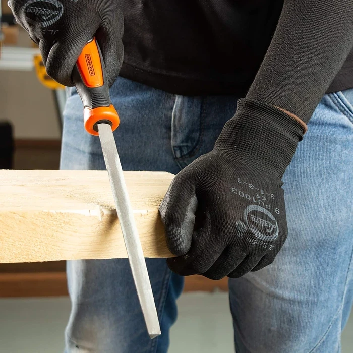 BLACK+DECKER 200mm (8") High-Carbon Steel Round Second-Cut File | Ergonomic Anti-Slip Grip Internal Contour & Bore Deburring Tool | BDHT22145