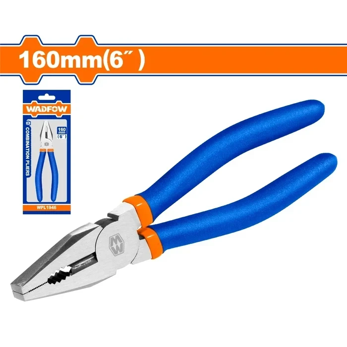 Wadfow 6" / 160mm Professional Combination Pliers | Heavy-Duty Forged Steel Linesman Tool with Polish & Anti-Rust Oil Coating & Ergonomic Non-Slip Handles | WPL1946