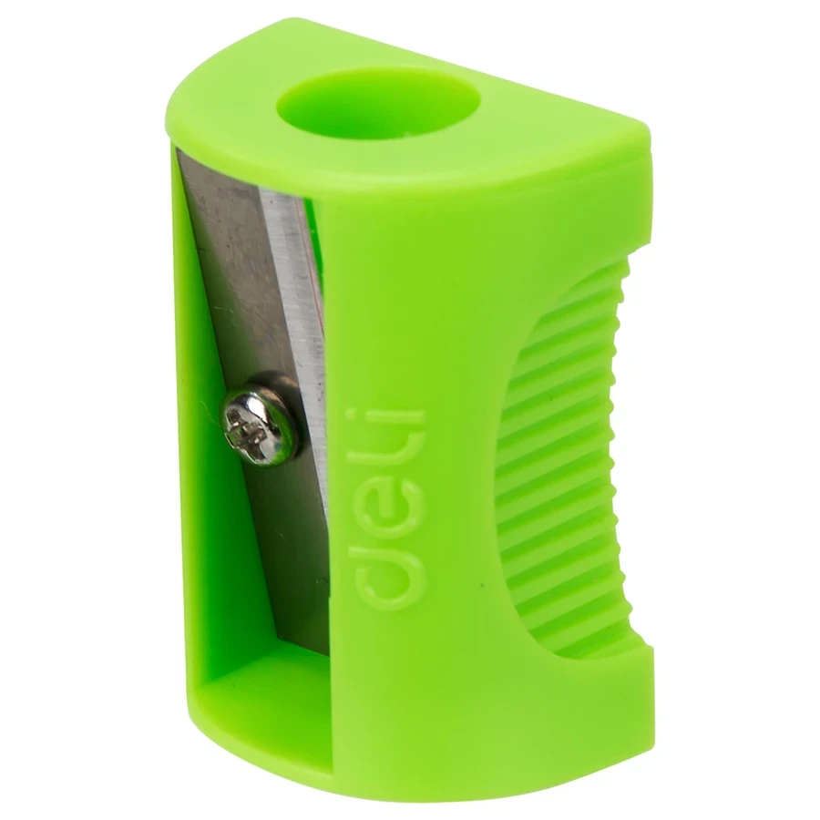 Deli E0531 Hand-Powered Rotary Desktop Pencil Sharpener (48 Pcs Bulk Pack) | Precise Helical Alloy Blade with High-Capacity Shavings Tray & Durable ABS Body (Green)