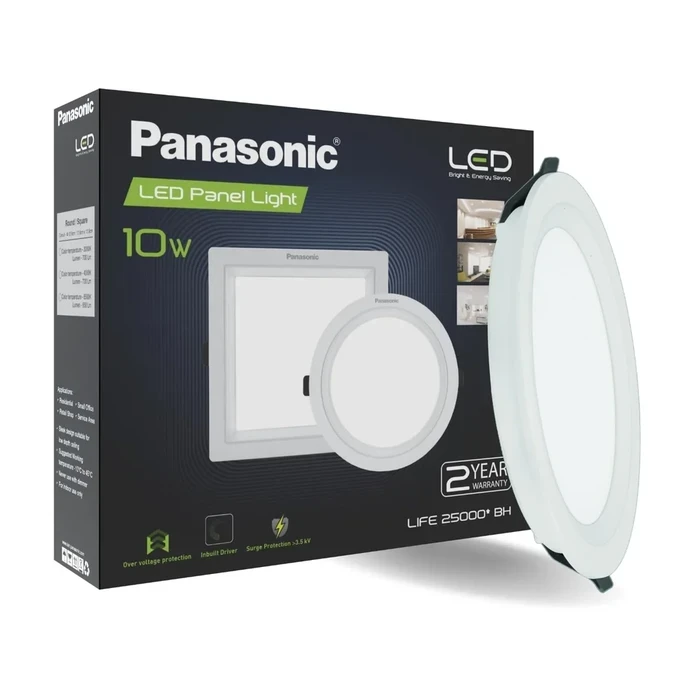 Panasonic Round LED PC Recessed Panel Downlight (6W, 10W, 15W) | Built-In Driver False Ceiling Light in 3000K Warm & 4000K Natural White | PPAM Series