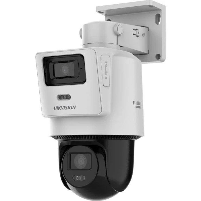 Hikvision TandemVu 4MP+4MP POE PT Network Camera | 1440p Quad HD Dual-Lens Panoramic & Motorized Tracking Combo CCTV | Smart Hybrid Light Human/Vehicle Detection 512GB SD Slot | IP66 Outdoor | DS-2SE2