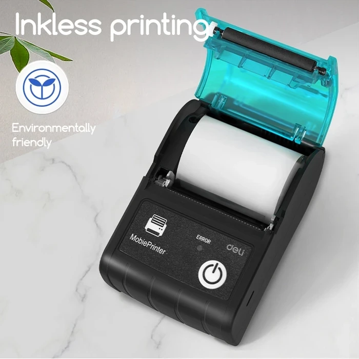 DELI 2.0" Portable Wireless Direct Thermal Receipt Printer | 60mm/s 203 DPI Bluetooth & USB Type-C Mobile POS Billing Machine | ES421