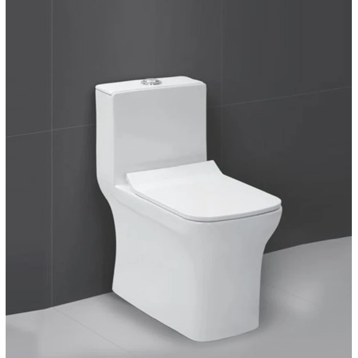 Toyo One Piece Skirted Toilet Suite P-Trap | 180 mm Horizontal Rear Rough-In Vitreous China Toilet with Soft Close Seat | TOYO-21257