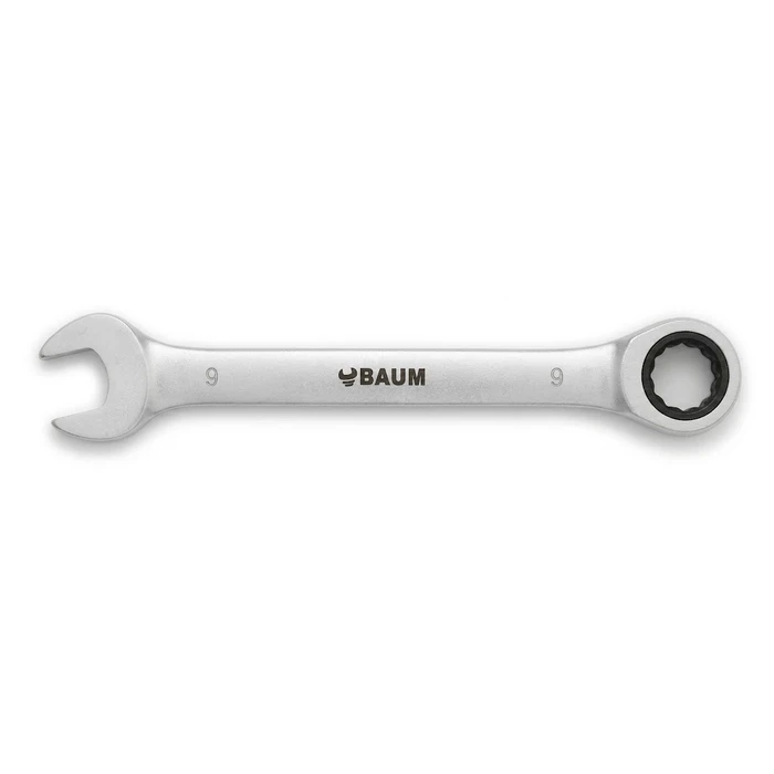 BAUM Professional Flex-Head Combination Ratcheting Wrench | High-Polish Chrome Vanadium Steel 90-Tooth / 72-Tooth Gear Tool | Model ART 55