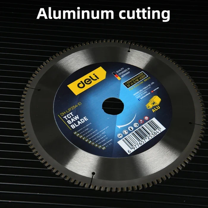 Deli Tools 254mm (10") 120T TCT Saw Blade for Aluminum | Industrial Non-Ferrous Metal Circular Chop Saw Blade (30mm Arbor) | EDH-LJP254-E1