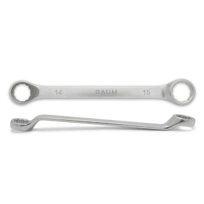 BAUM Heavy-Duty Chrome Vanadium Bi-Hexagon Ring Spanner | 12-Point Rough Matt Chrome Finish Oval Body Wrench | Model ART 23E