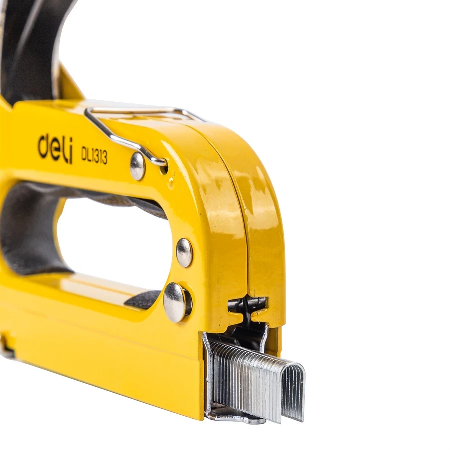 Deli 3-in-1 Professional Full Steel Staple Gun | Heavy-Duty 4-8mm Manual Tacker with Adjustable Driving Force for D, U & T Nails | EDL1313