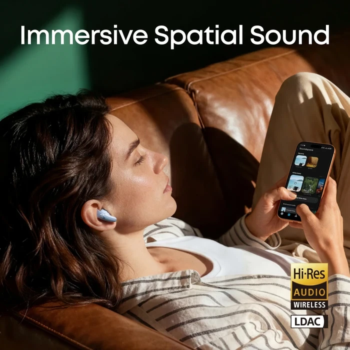 Anker Soundcore Liberty Buds Semi-In-Ear TWS Earbuds | Adaptive ANC, Real-Time AI Translation (100+ Languages) & 3D Spatial Audio | White