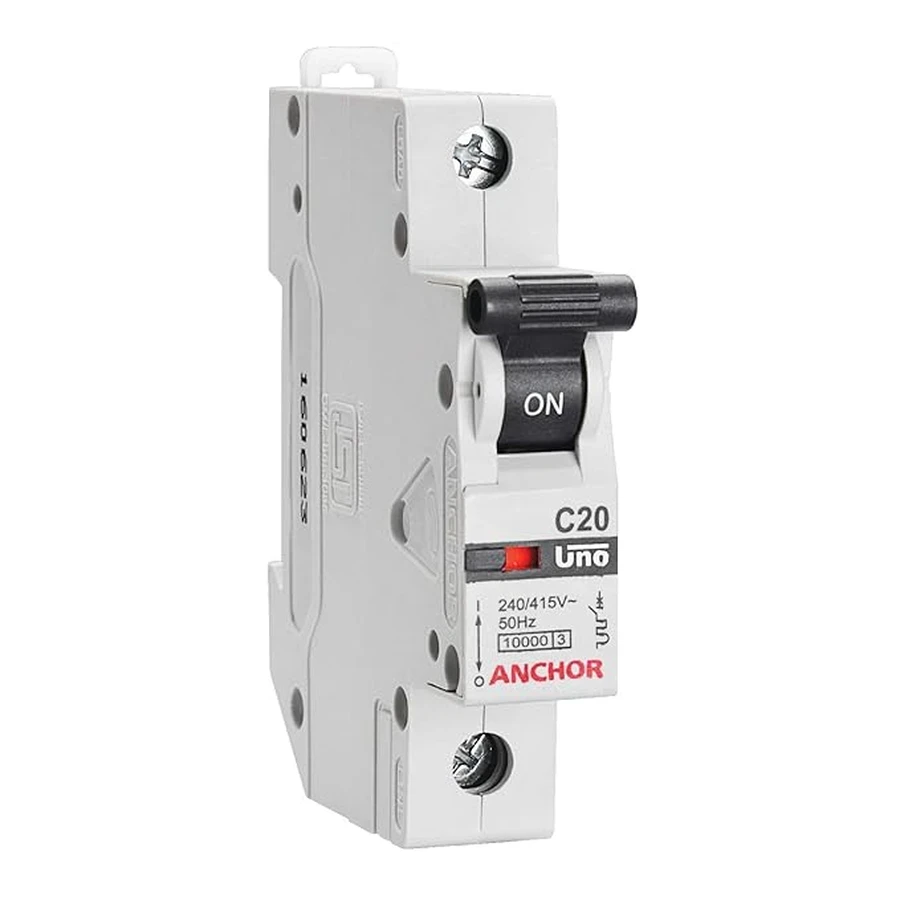 Anchor UNO SP MCB 40A 'C' Curve 98007 - Single Pole, Medium High Current Capacity, Panel Mount Standard Circuit Breaker