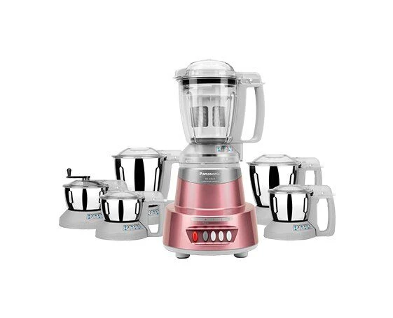 Panasonic 600W Elements Mixer Grinder with Stainless Steel Jars & Juicer Jar | Samurai Edge Blades & Double Safety Locking System (Earthy Silver / Rose Gold) - MX-AV625