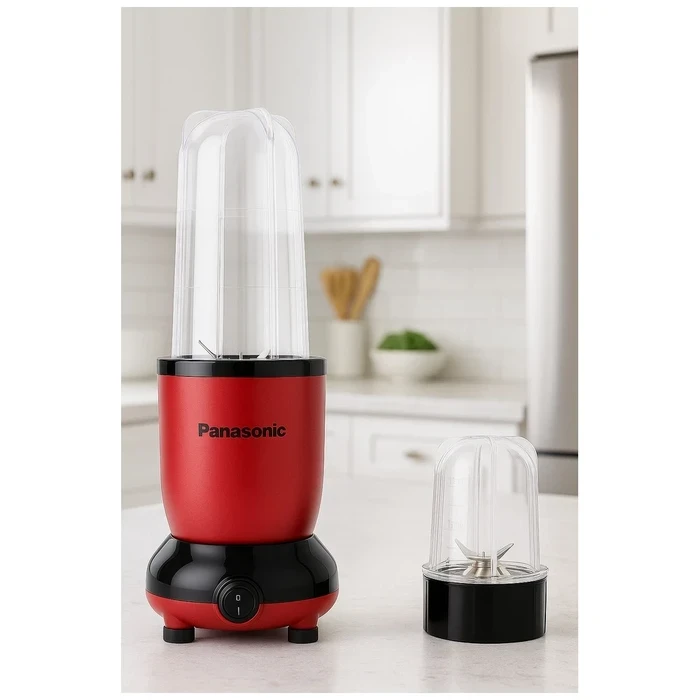 Panasonic 600W 2-Jar Nutri Blender & Personal Juicer | High-Speed Nutrient Extractor with 500ml Jar & Stainless Steel Blades (Red) | MX-GA2350-RD