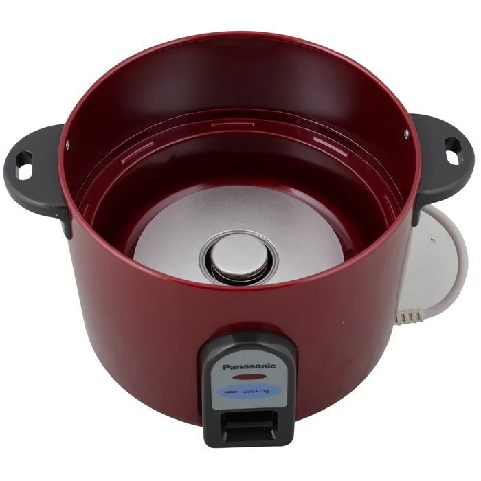 Panasonic SR-WA 10 (GE9) Automatic Rice Cooker 1L | Burgundy & Silver Premium Color Options | Anodized Aluminium Pan & See-Through Glass Lid | 450W Eco Power Kitchen Appliance