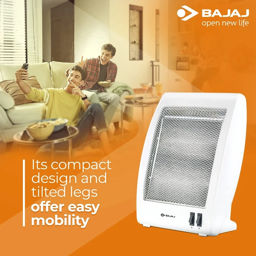 Bajaj Electric Room Heater | Adjustable Temperature & DuraElement Technology with Safety Tip-Over Switch | 260028 RHX 2