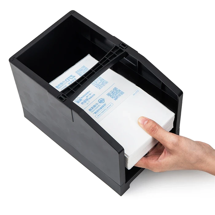 DELI Multi-Function Thermal & Label Paper Storage Box | Dual-Tier Roll & Fanfold Dispenser (110mm Width, 220mm Diameter) | 15208