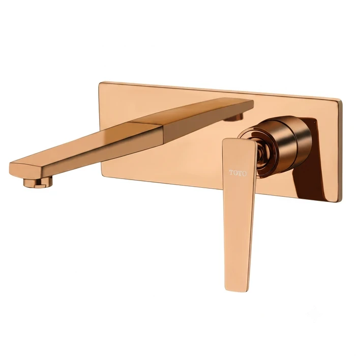 Toyo Rose Gold Single Lever Exposed Part Trim Kit for Wall-Mounted Basin Mixer with Long Spout & Extra-Long Brass Handle | AQ-57174
