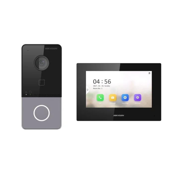 Hikvision Villa IP Video Intercom Kit | 7-Inch Capacitive Touch Indoor Monitor & 2MP HD Outdoor Gate Station | PoE Wireless Wi-Fi Remote Smart Door Entry Pack | DS-KIS605