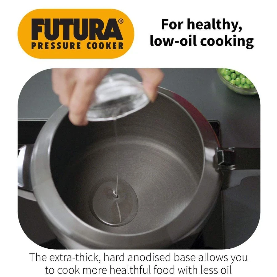 Hawkins IFP20 2L Hard Anodised Futura Pressure Cooker | 60 Micron Anodised | Induction Compatible | Black