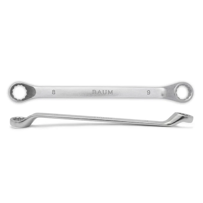 BAUM Heavy-Duty Chrome Vanadium Bi-Hexagon Ring Spanner | 12-Point Rough Matt Chrome Finish Oval Body Wrench | Model ART 23E
