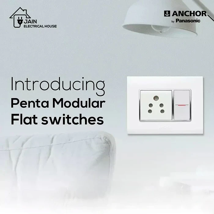 Anchor Penta 65141 6A 1-Way Flat Switch | 1M Modular Size | Sleek Space-Saving Logic | Professional White Finish