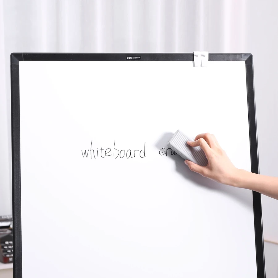 Deli Whiteboard Foam Eraser (110x50x40mm) | PP/Foam/Sponge/Lint Multi-Layer Dry-Erase Board Duster (Light Grey) | E7810