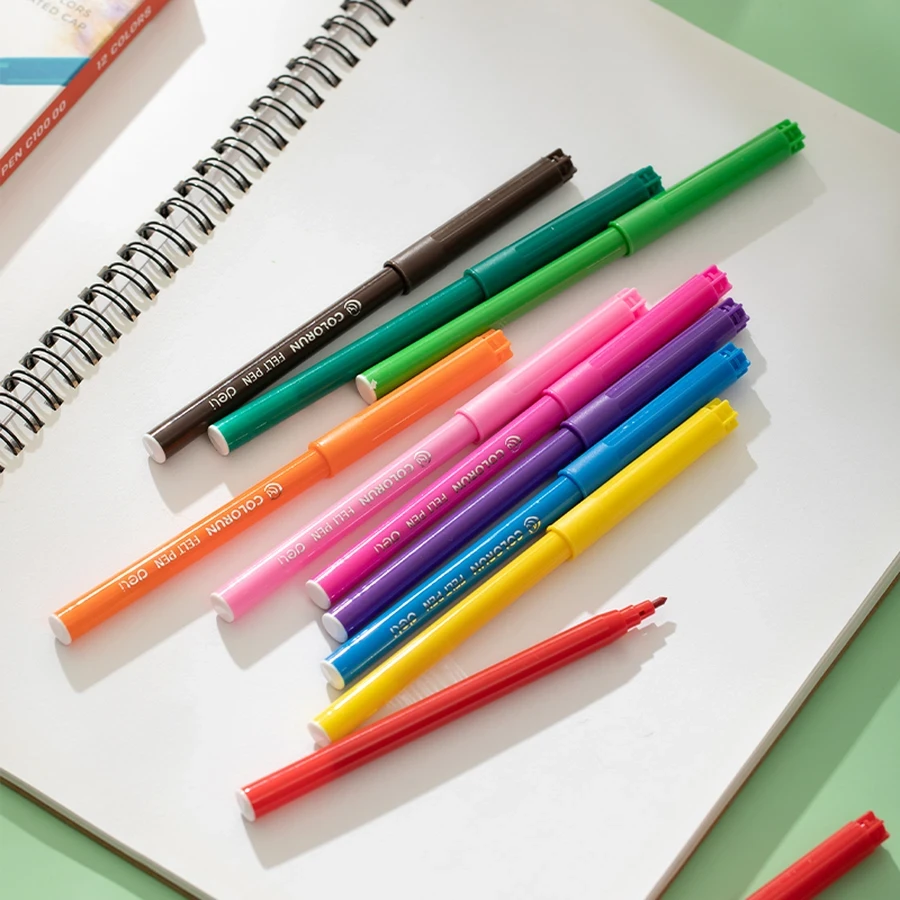 Deli ColoRun 24-Color Washable Felt Tip Markers | 1.0mm Fiber Tip | Non-Toxic & Bright | EC10023