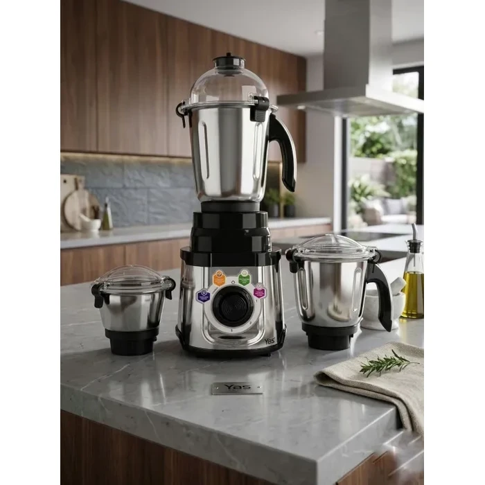 Yasuda Power Steel 750W Mixer Grinder | Durable Stainless Steel Body | 3 Jars with Flow Breakers Anti-Rust Blades Unbreakable Transparent Lids | YS-3700U