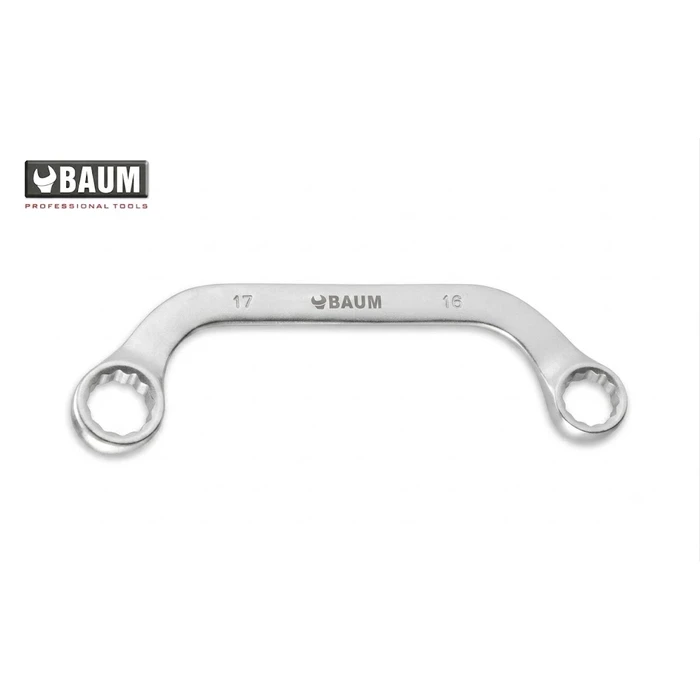 Baum Chrome Vanadium Steel Hardened & Tempered Elliptical Pattern Dual End 12-Point Bi-Hex Half Moon Obstruction Ring Spanner Art-65