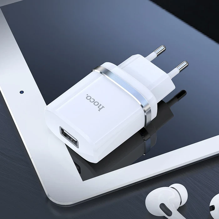 Hoco Ardent Wall Charger | 2.4A Power Logic | Single USB Interface | White N1