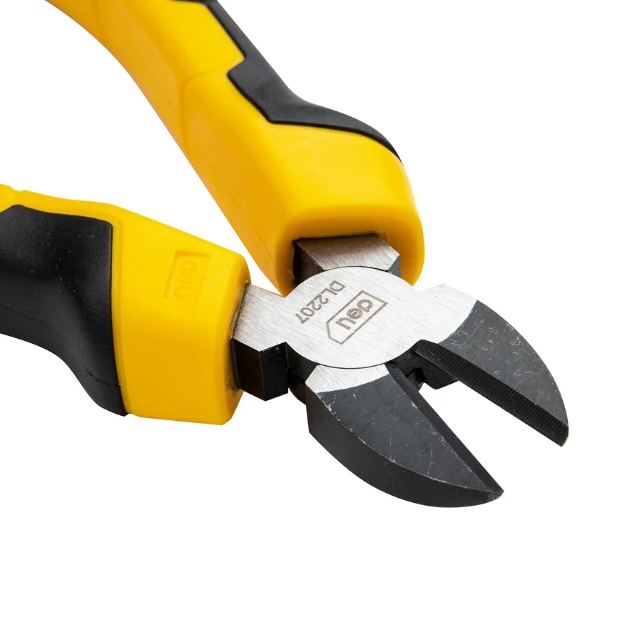 Deli Diagonal Pliers 7" Forged 55# Carbon Steel with 54-62 HRC High-Frequency Quenched Cutting Edges & Ergonomic PVC Handles (Yellow/Black) | EDL2207
