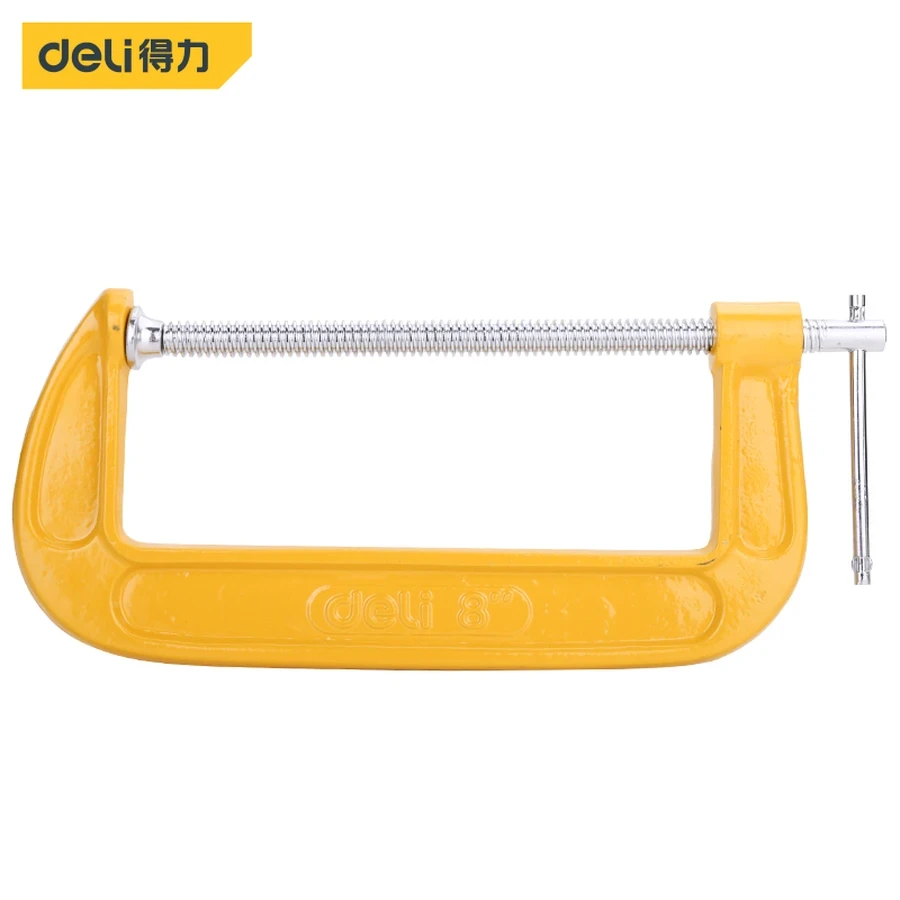 Deli Heavy Duty G Clamp 8" Wide Jaw Opening Durable Steel Frame C-Clamp for Professional Woodworking, Welding & Industrial Fabrication | DL-G208