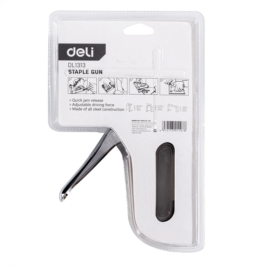 Deli 3-in-1 Professional Full Steel Staple Gun | Heavy-Duty 4-8mm Manual Tacker with Adjustable Driving Force for D, U & T Nails | EDL1313