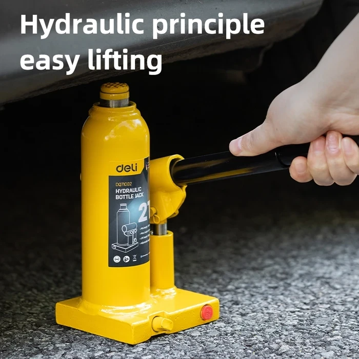 Deli Tools 2-Ton Hydraulic Bottle Jack | Heavy-Duty Welded Auto Lift with Safety Valve (180mm - 333mm) | EDQ71002