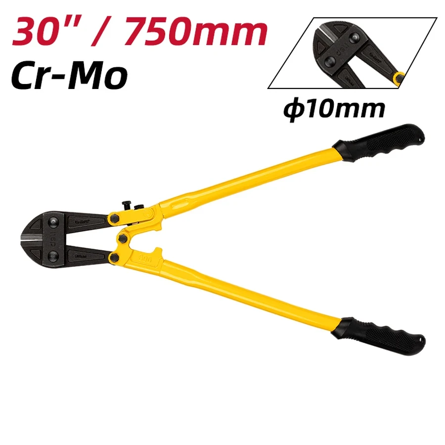 Deli 30" Heavy-Duty Compound Action Bolt Cutter | Forged Cr-Mo 56 HRC Steel Blade High-Leverage Shears for Thick Bolts, Chains & Rebar | EDL2630 (Yellow)