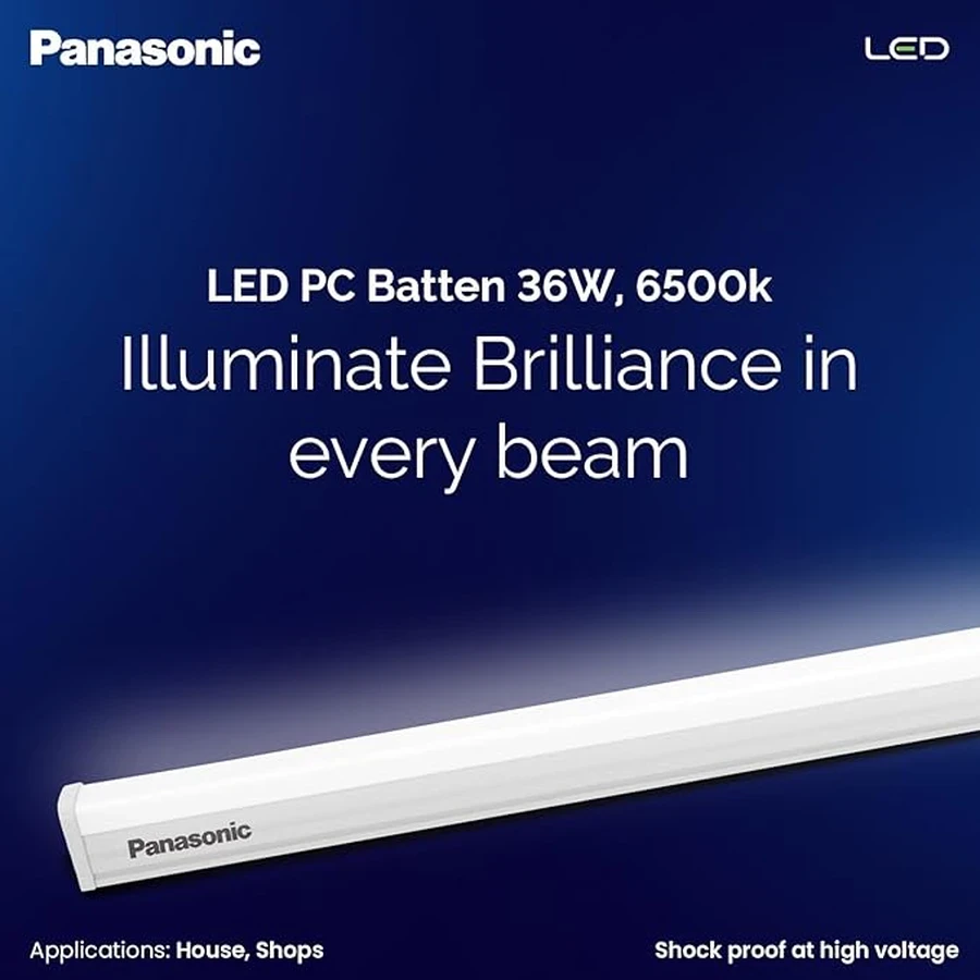Panasonic PBTM23367 36W Aluminium Batten Tubelight | 3600 Lumen Brightness | Cool Day Light | IP20 Indoor LED