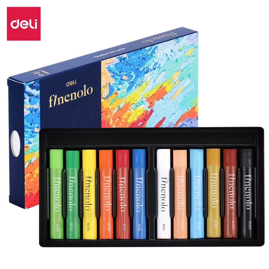 Deli Finenolo 24-Color Water-Based Art Drawing Set | Oil Painting Texture, Smooth Blending & Smudging Effects | EC212-24