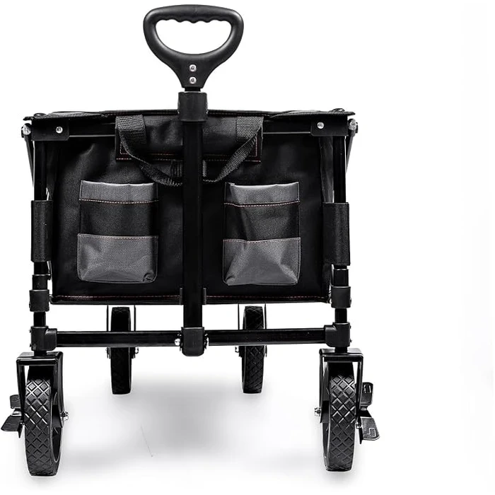 BLACK+DECKER 80kg Heavy-Duty Collapsible Folding Outdoor Wagon Cart | All-Terrain 360° Swivel Wheels with Brakes & Telescopic Handle | BDCWBK01-XJ