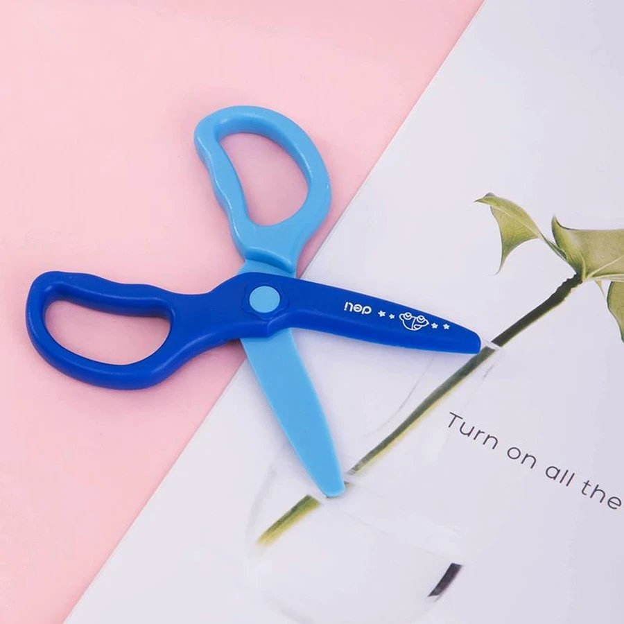 Deli 120mm (4.72") Plastic Blunt-Tip Safety Scissor (12-Piece Pack) | Toddler-Safe Paper Cutting Shears with Soft ABS Ergonomic Handle | E6067