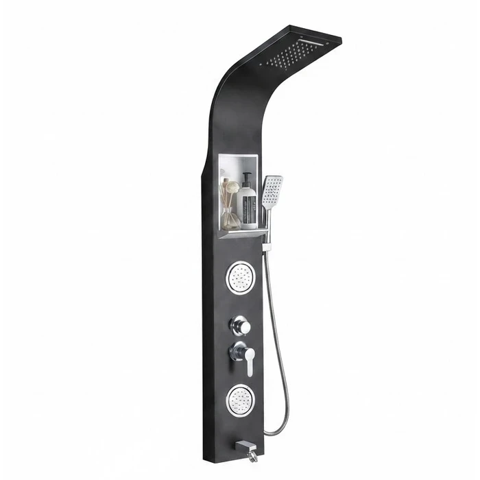 Toyo Matte Black SS304 Single-Piece 5-Function Shower Panel System | TOYO-7142