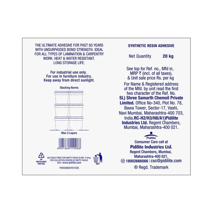 Pidilite Fevicol SH White Adhesive | Ultimate Wood Bonding Logic | 20kg & 50kg Tier