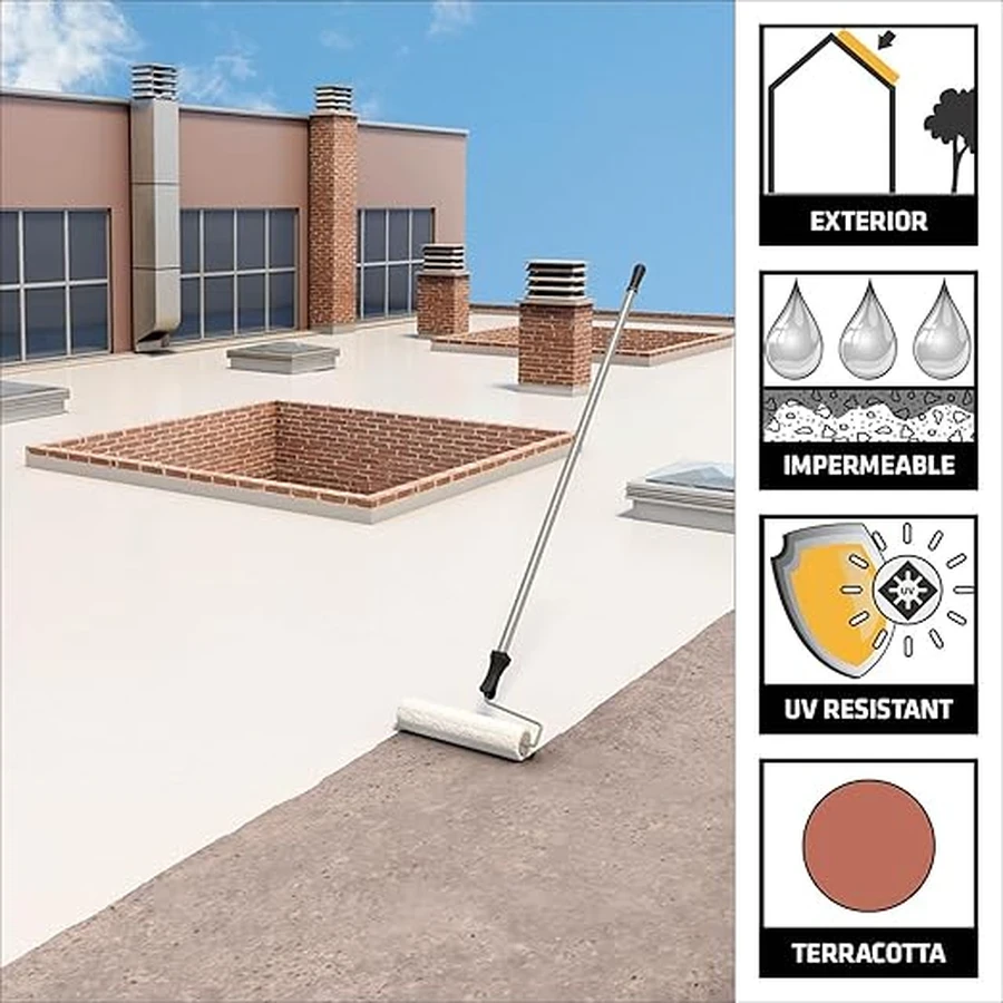 Sika Sikalastic 562 IN Liquid Applied Membrane 5Kg & 25Kg 767192 | Acrylic Waterproofing | Metal and Glass Compatible | Terracotta and White
