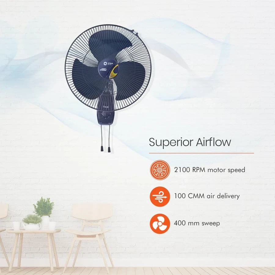 Orient Wall-47 Wall Fan | 110W High-Velocity Motor | Heavy-Duty Air Delivery | Electric Blue