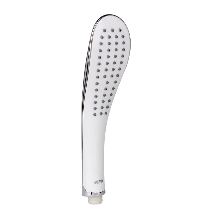 TOYO Premium Single Flow Sleek Hand Shower HS-8438-1 | High-Pressure Handheld Showerhead available in Black or White & Chrome with Easy-Clean Silicone Nozzles