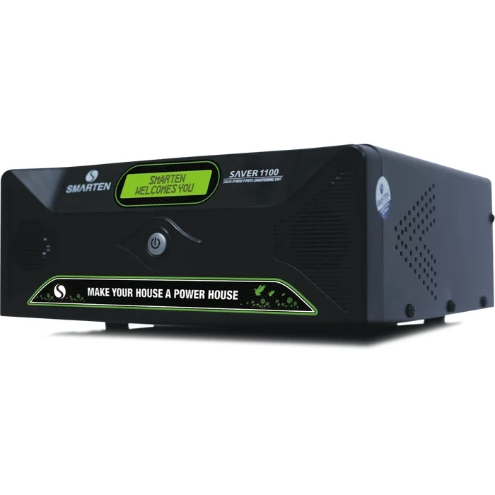 Smarten Saver Series 1100VA 12V Pure Sine Wave Hybrid Solar PCU with Built-in PWM Controller, Zero-Volt Recovery & 90V Low-Voltage Smart Charging | SAVER 1100