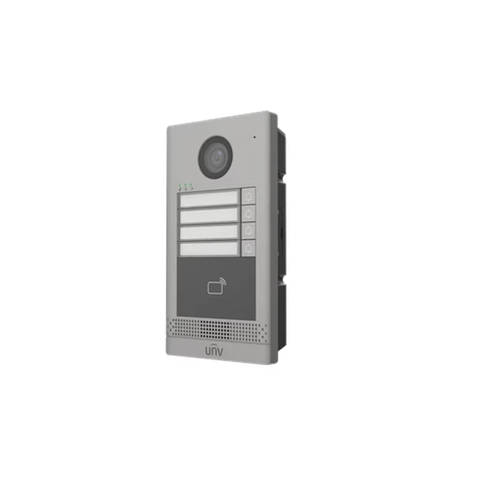 UNV 4-Call Button Villa Door Station with DWDR Camera, 10,000 IC Card Reader, Standard PoE, Dual Lock Relays & IP65/IK08 Rating | Model No. OEU-202S-HMK4